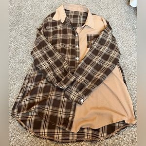 SHEIN color block flannel